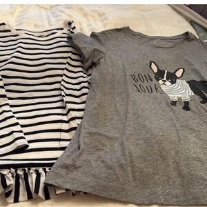 kate spade Black and White Striped Long Sleeve Tee
